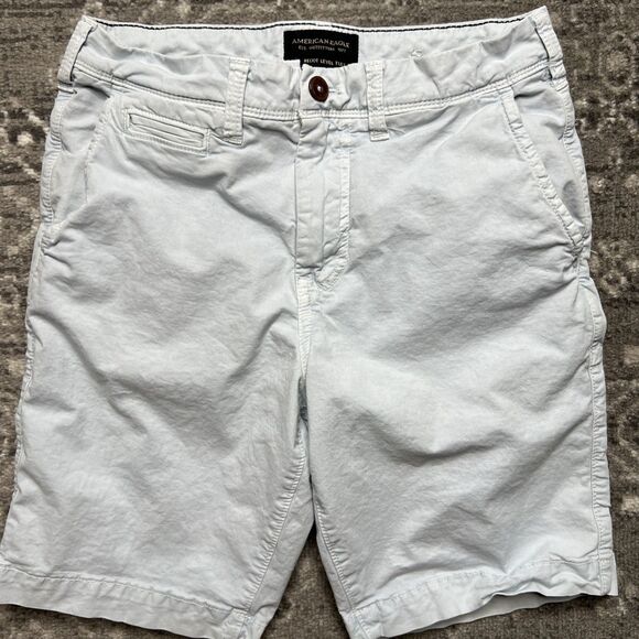 American Eagle Mens Chino Shorts Size 28 Pastel Blue Flat Front Next Level Flex - Picture 1 of 9